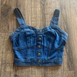 Denim Button-Up Crop Top